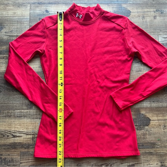 Under Armour Youth Coldgear Fitted Long Sleeve Red Mock Neck Poly Shirt Size Md - Picture 4 of 7